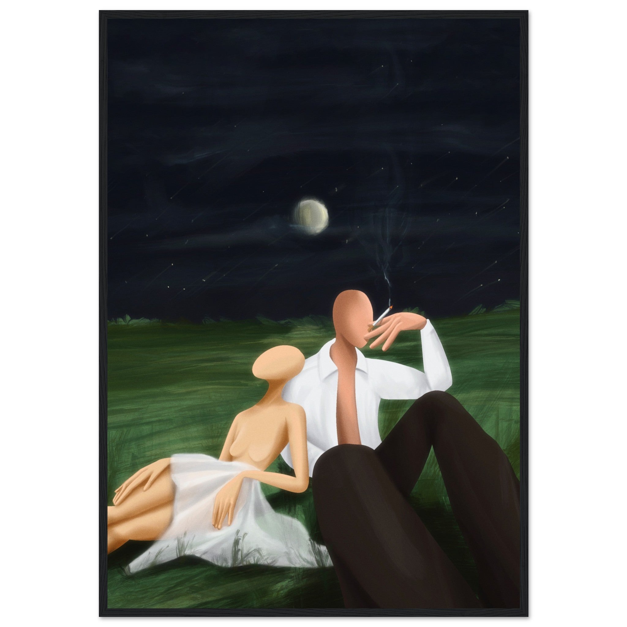 Poster - Papier Matt mit Holzrahmen - Lonely Nights