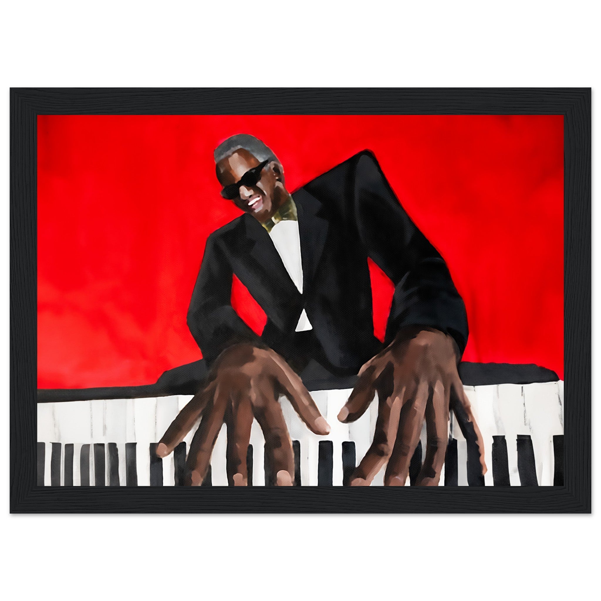 Poster - Papier Matt mit Holzrahmen - Piano Man