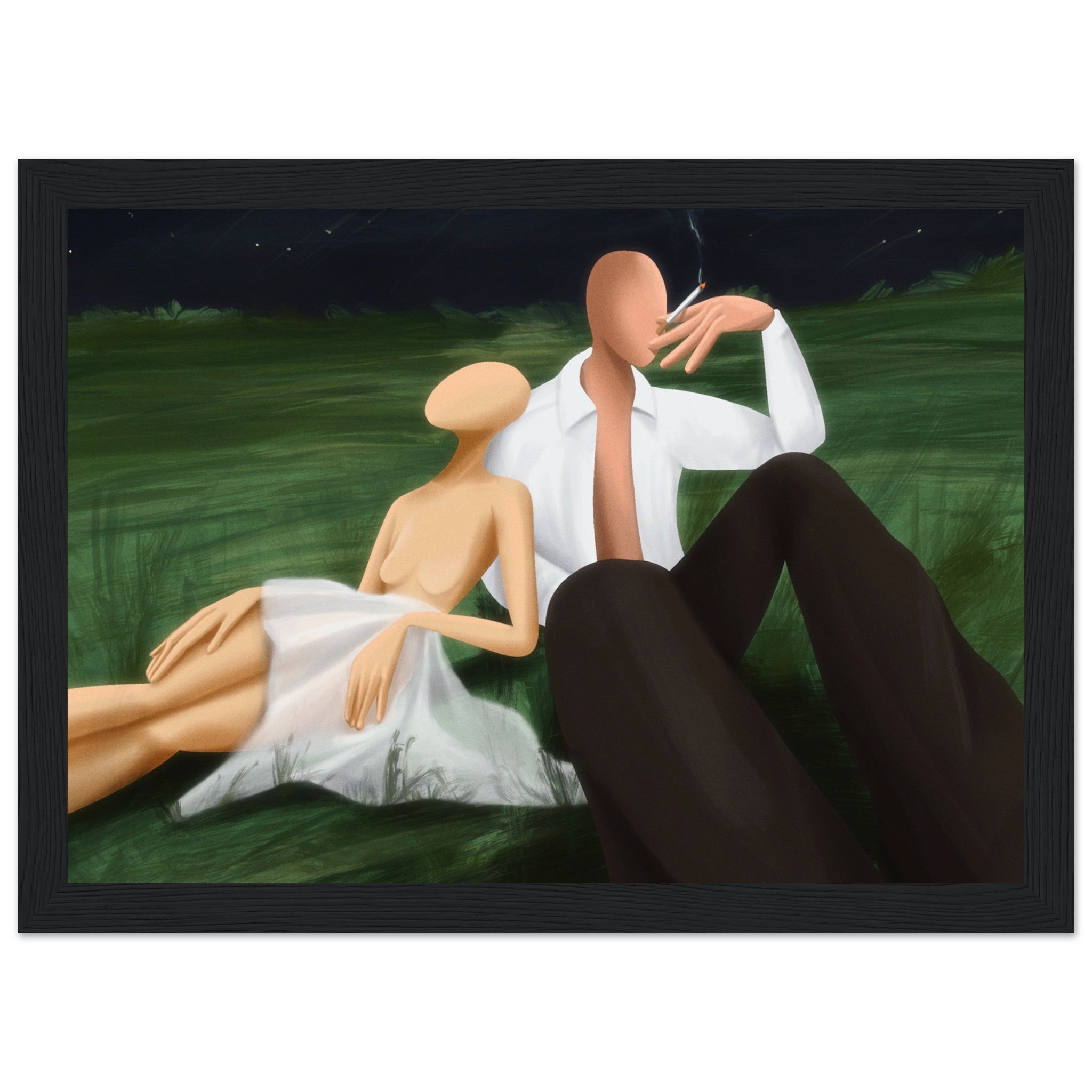 Poster - Papier Matt mit Holzrahmen - Lonely Nights