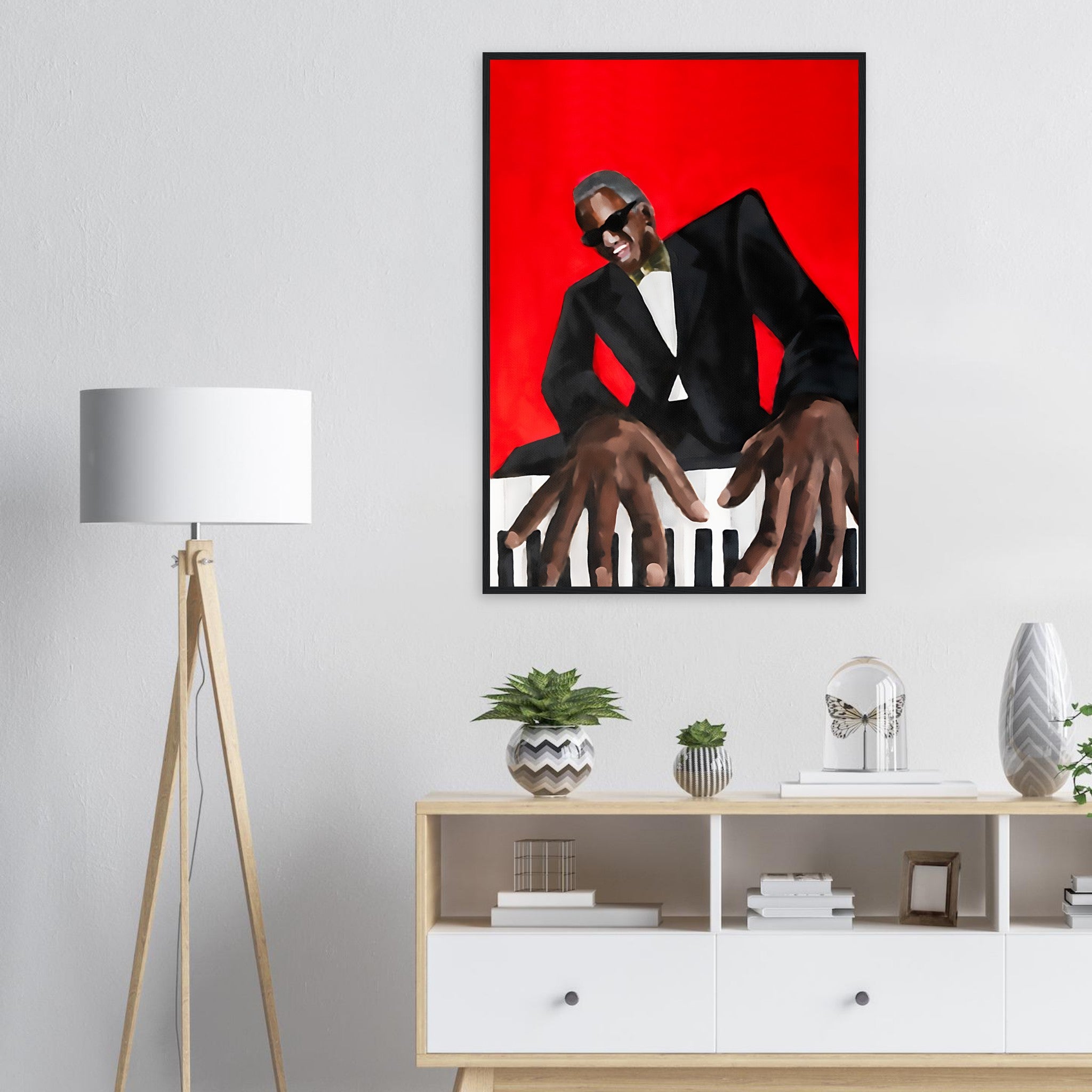 Poster - Papier Matt mit Holzrahmen - Piano Man