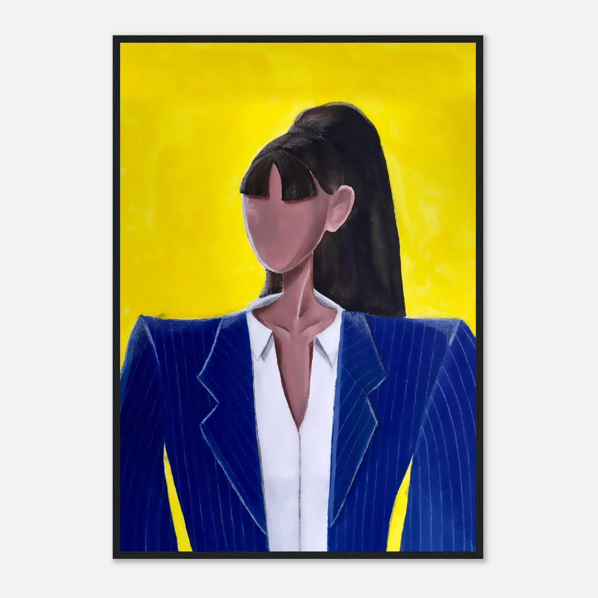 Poster - Papier Matt mit Holzrahmen - Yellow Sky, Blue Coat