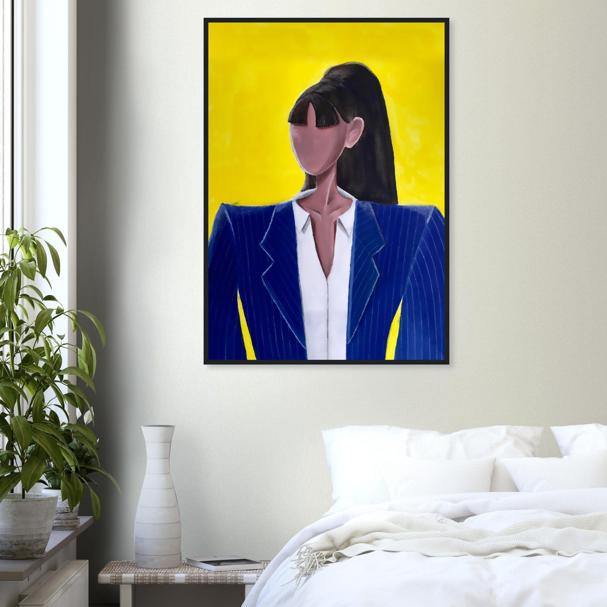 Poster - Papier Matt mit Holzrahmen - Yellow Sky, Blue Coat