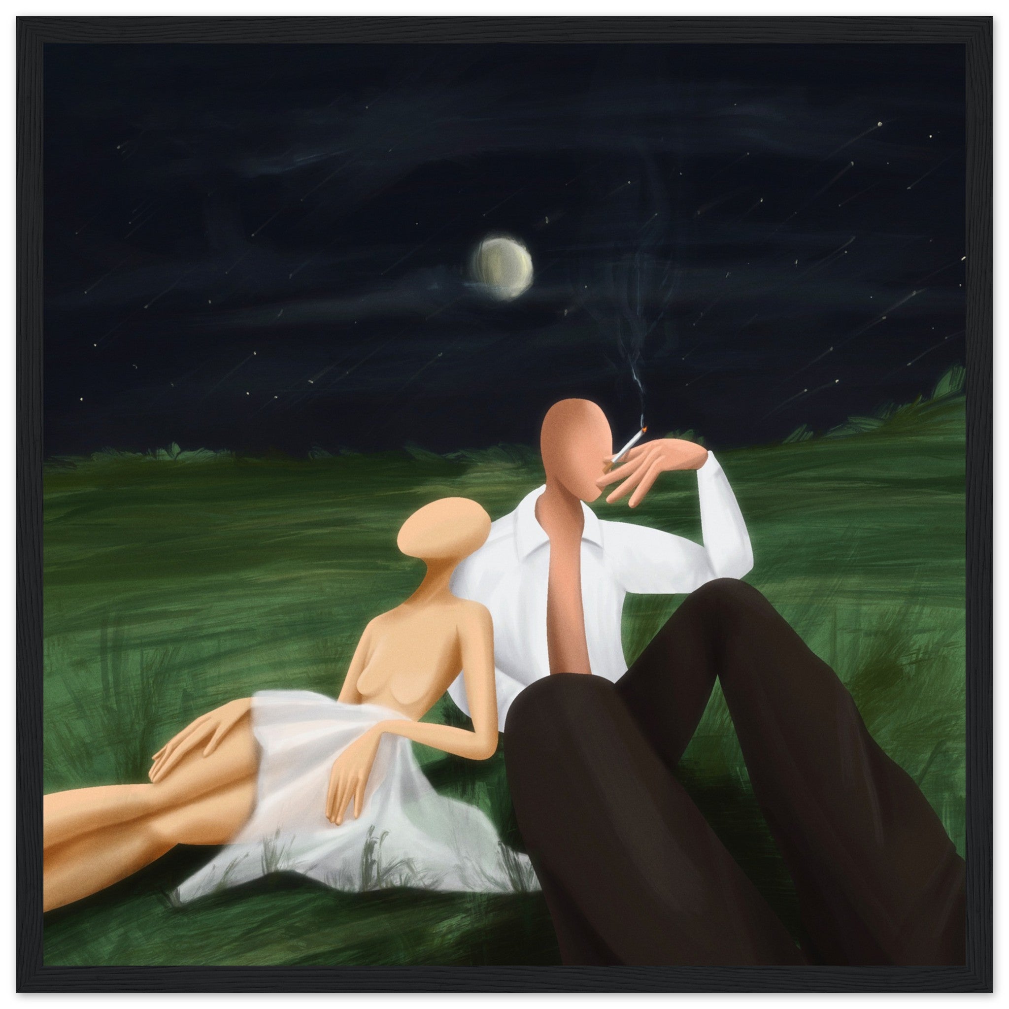 Poster - Papier Matt mit Holzrahmen - Lonely Nights