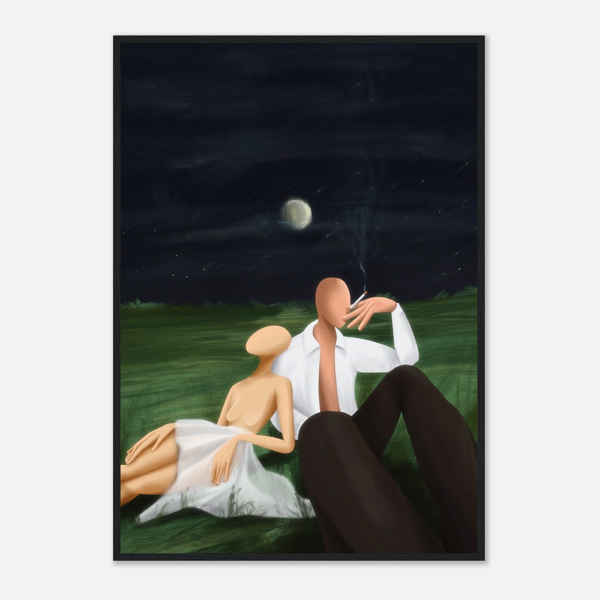 Poster - Papier Matt mit Holzrahmen - Lonely Nights